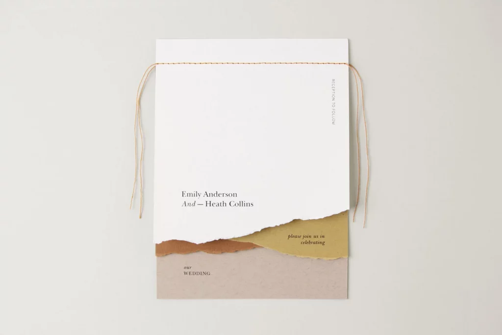 minimalist wedding invitation on a plain background